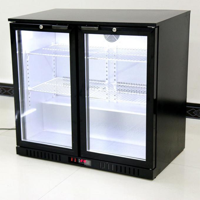 Doppelte Glastür-kommerzielle hintere Stangen-Kühlvorrichtung 208L 190W mit dem Ventilator-Abkühlen 1