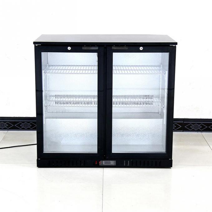 Doppelte Glastür-kommerzielle hintere Stangen-Kühlvorrichtung 208L 190W mit dem Ventilator-Abkühlen 0