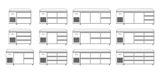 Gewerblicher Kühlschrank Gefrierschrank 60 &quot; Untertischkühlschrank w / 2 Schubladen 115v 304 Silber