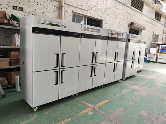 Gewerblicher 4-Türer Aufrecht Gefrierschrank Edelstahl Reichweite Gefrierschrank Bäckerei Kühlschrank mit Trays